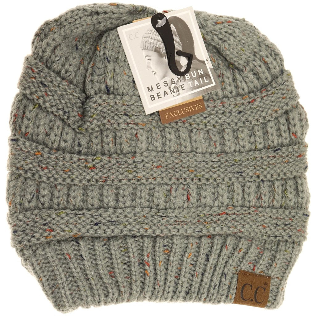 Ponytail Flecked C.C. Beanie