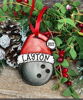 Personalized Santa hat Sports ornament