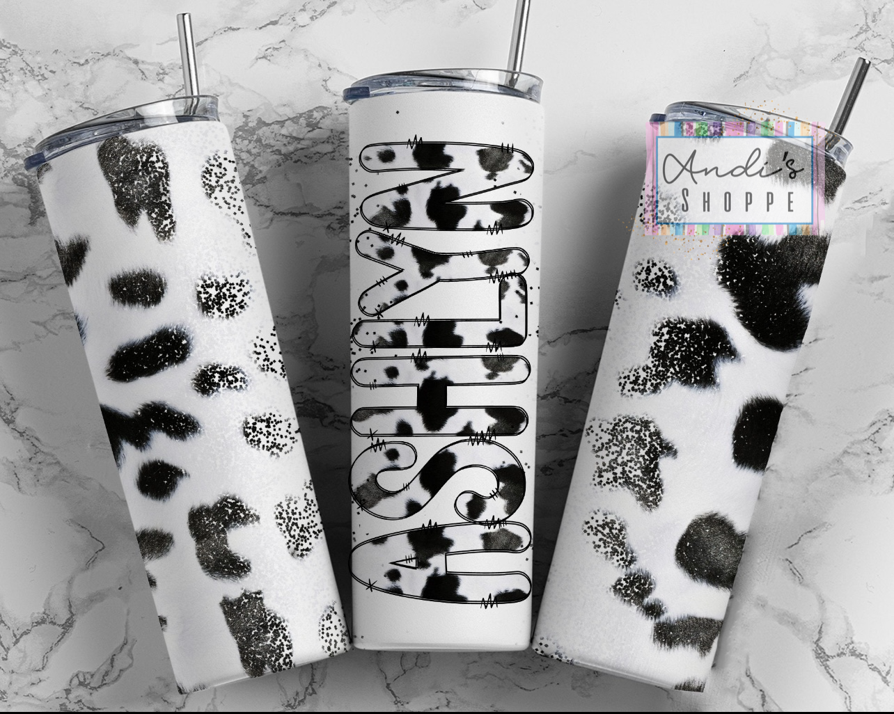 Custom/personalized Cow print 20 ounce tumbler