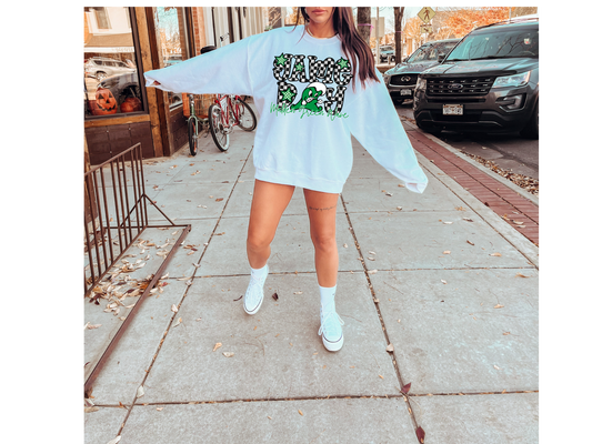 Checkered Game Day Green Wave T-shirt, or sweatshirt