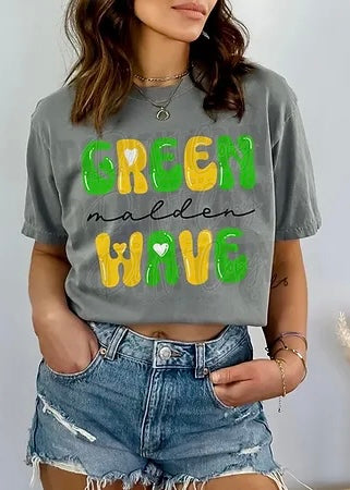 Malden Green Wave bubble letter tee, tank or sweatshirt!