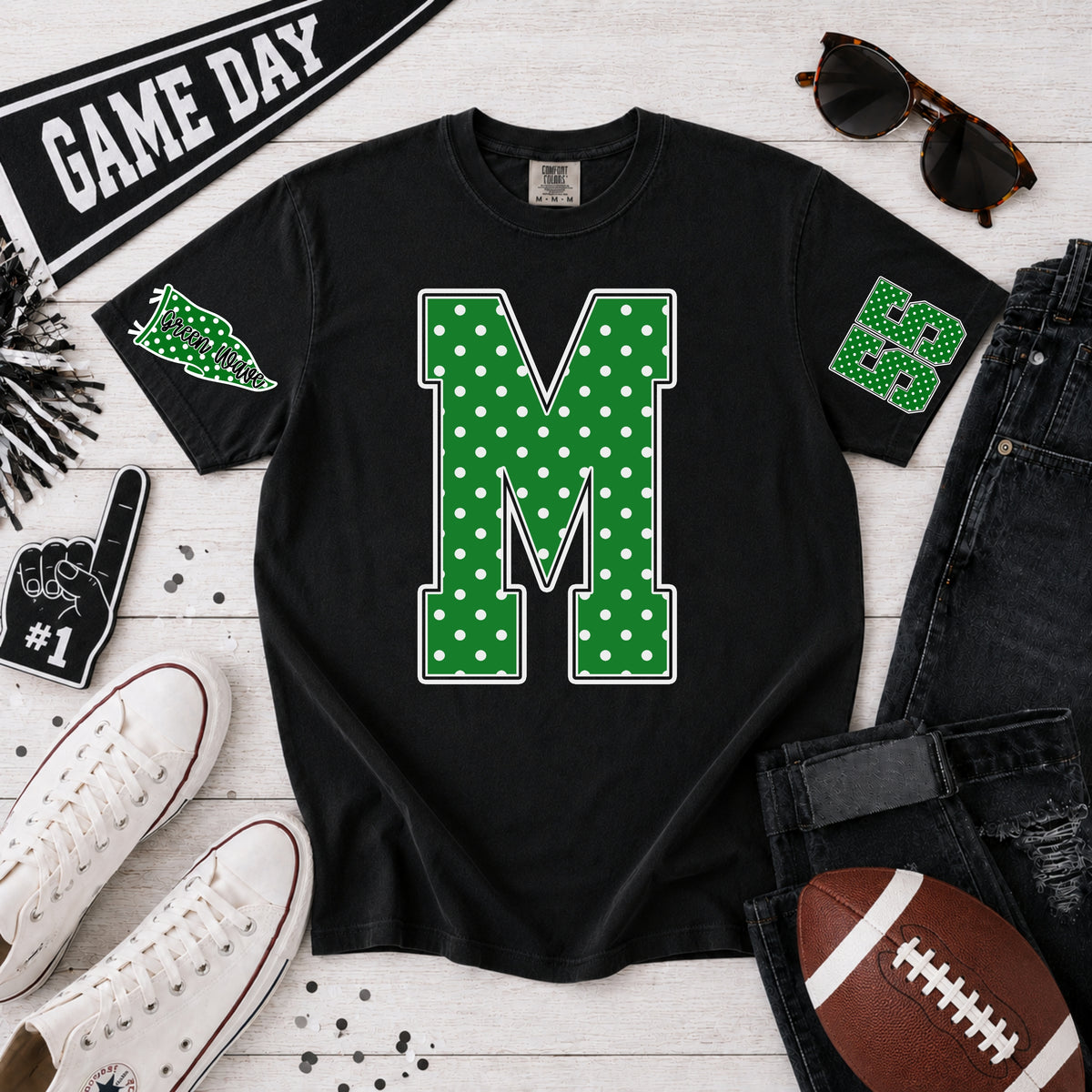 varsity polka dot Monogram T-shirt, or sweatshirt