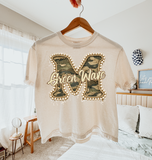 Camo Green Wave M T-shirt, Tee and short set or sweatshirt