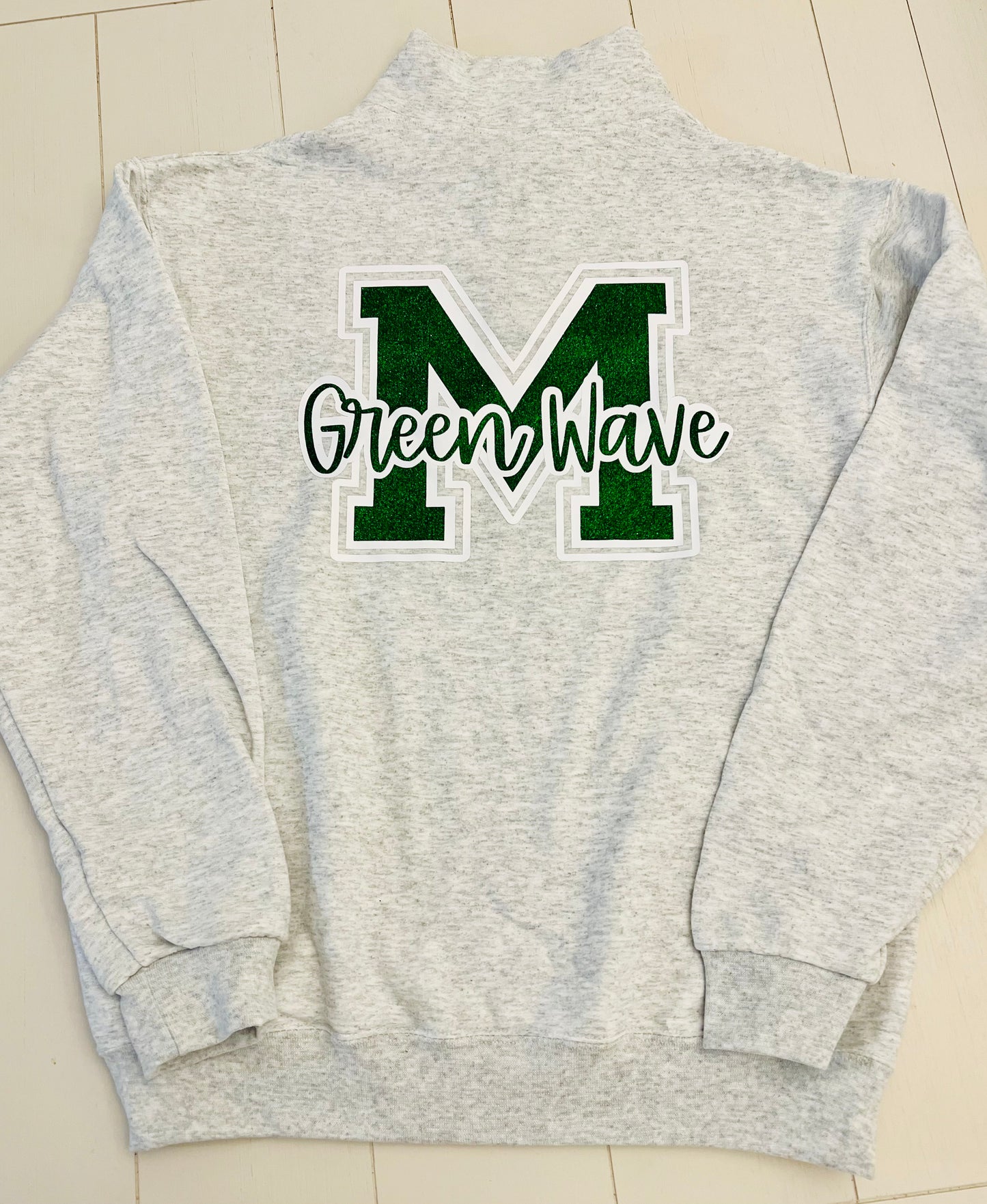 Malden Green Wave Quarter zip cadet collar pullover