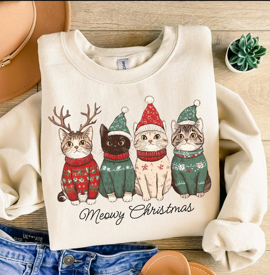 Meowy Christmas T-shirt, or sweatshirt