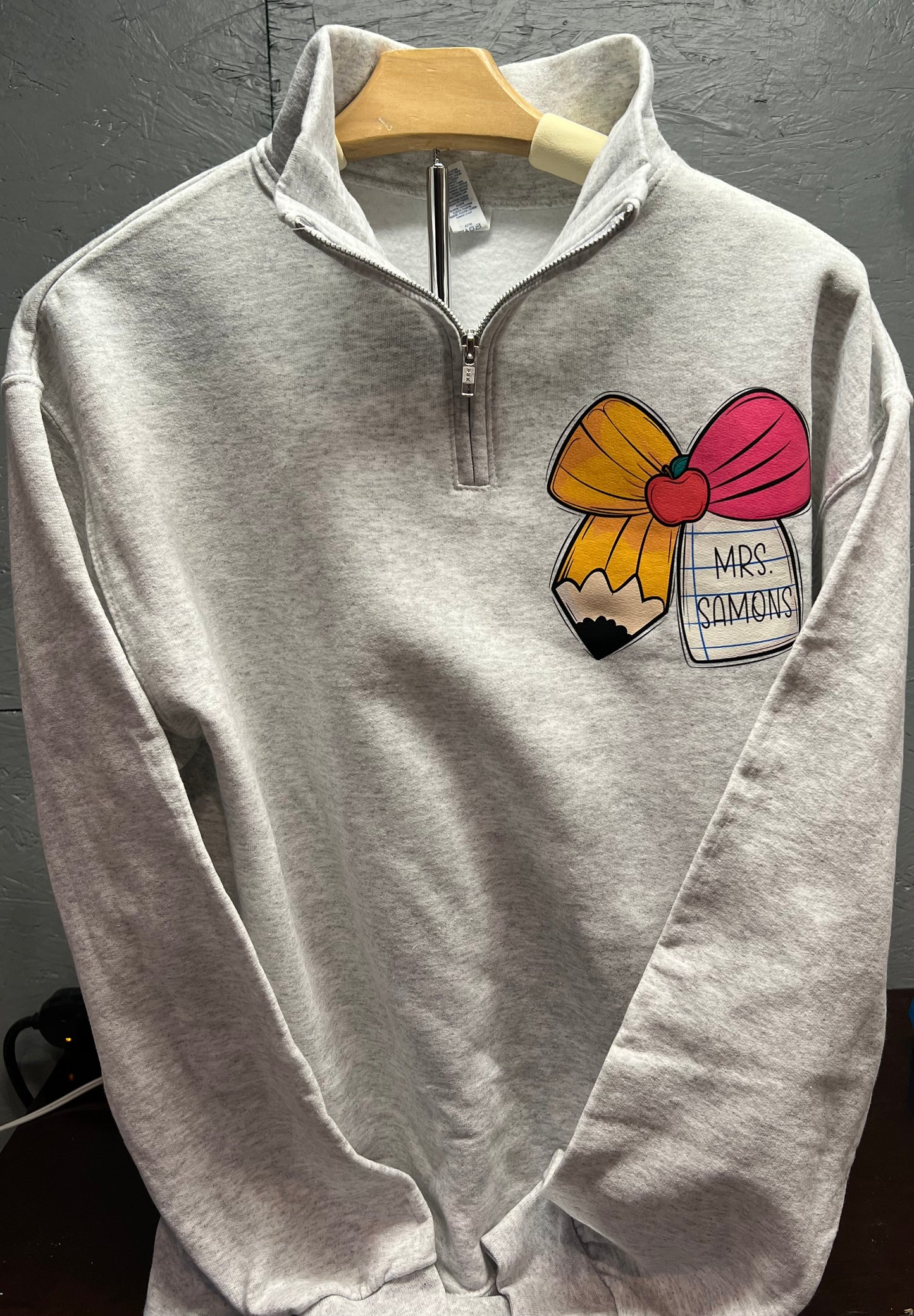 Personalized/custom teacher zip cadet collar pullover