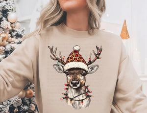 Leopard christmas deer tshirt or sweatshirt!