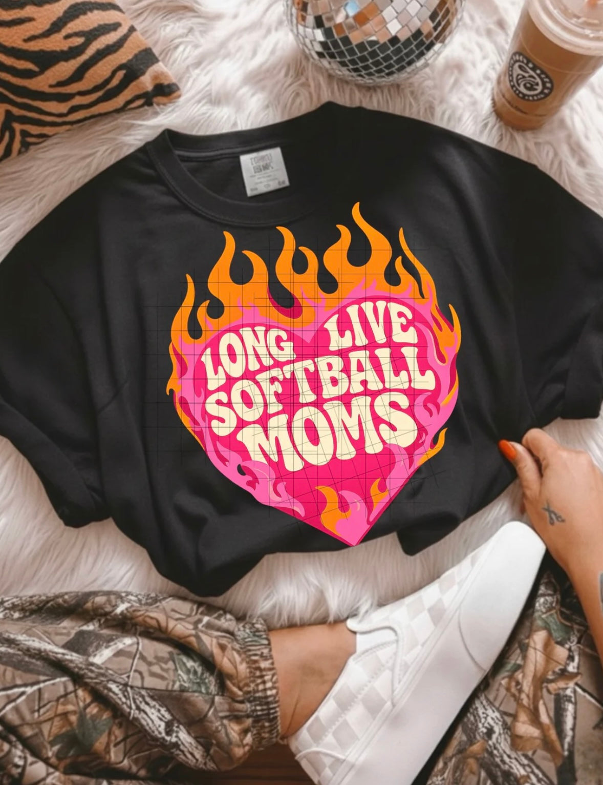 Mom (multiple options) flame heart! T-shirt, or sweatshirt