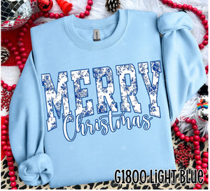 Blue floral Merry Christmas tshirt or sweatshirt!