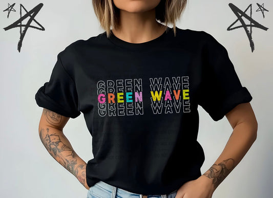 Green Wave colorful mascot Tshirt, Tank or sweatshirt
