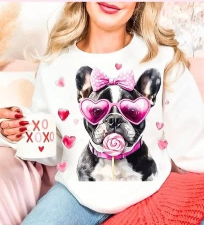 Your Valentine doggy(breeds available on chart) t shirt or sweatshirt !