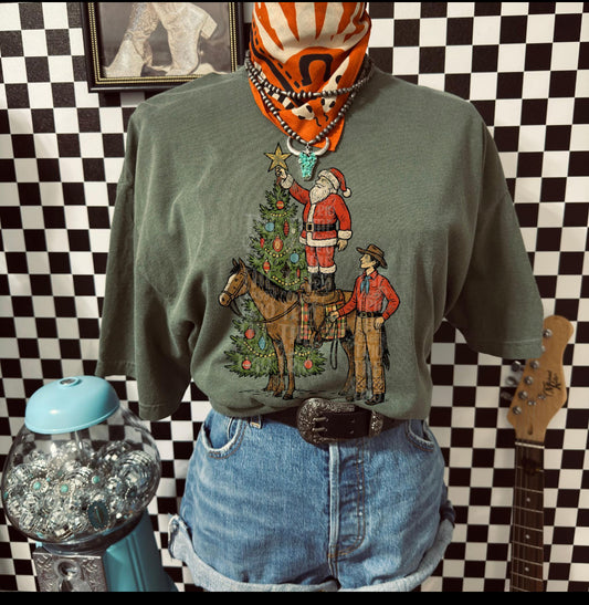 Santa and the Cowboy T-shirt, or sweatshirt