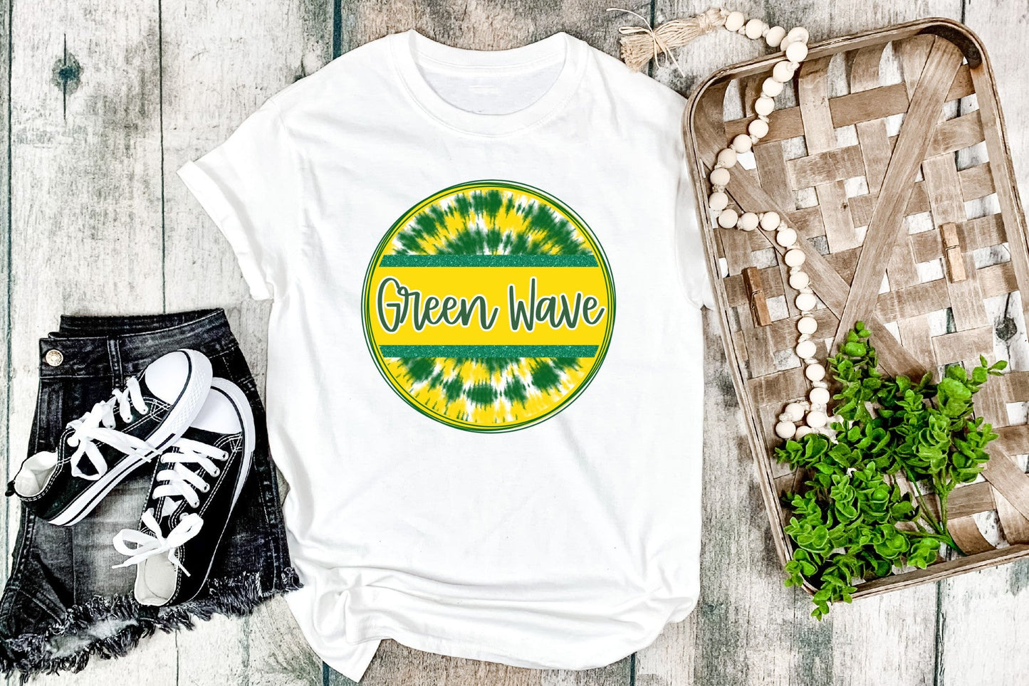 Youth Tie dye Green Wave T-shirt or Sweatshirt