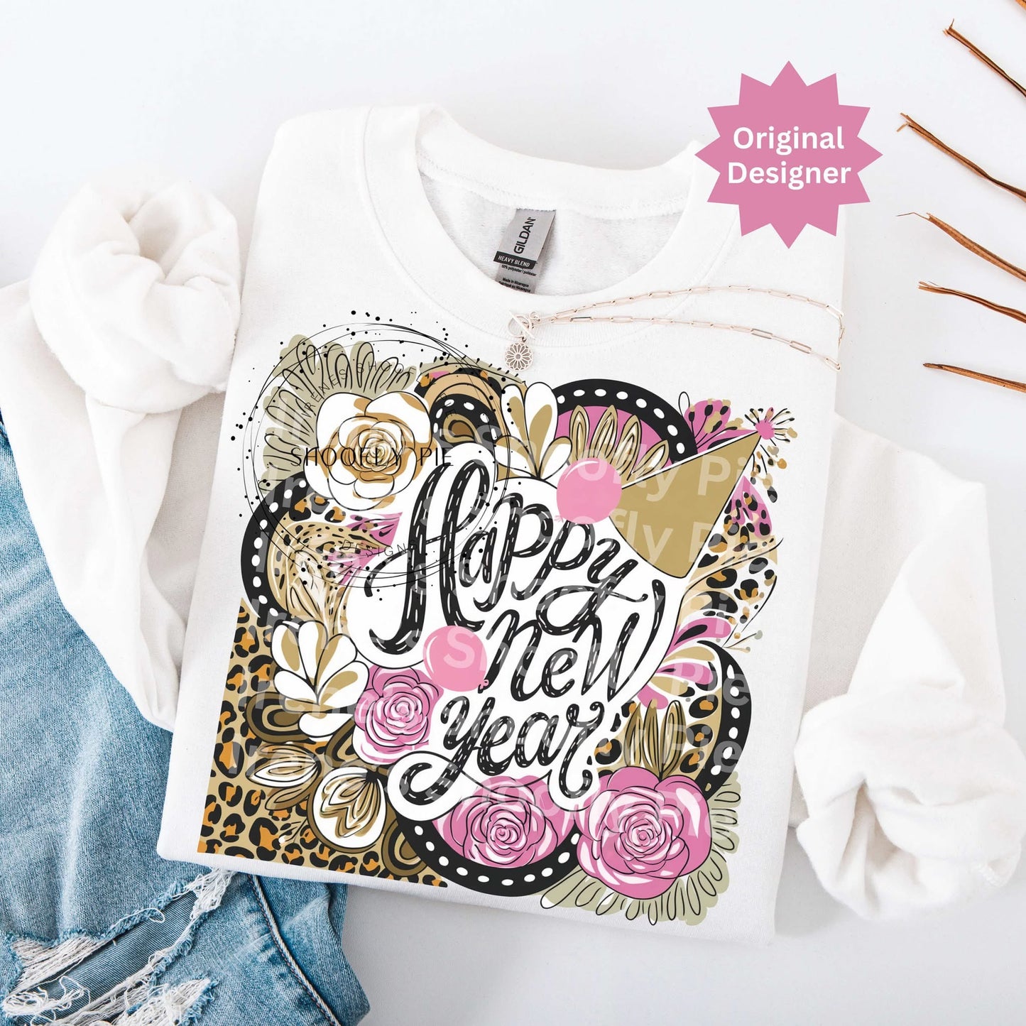 Happy new year floral T-shirt, or sweatshirt