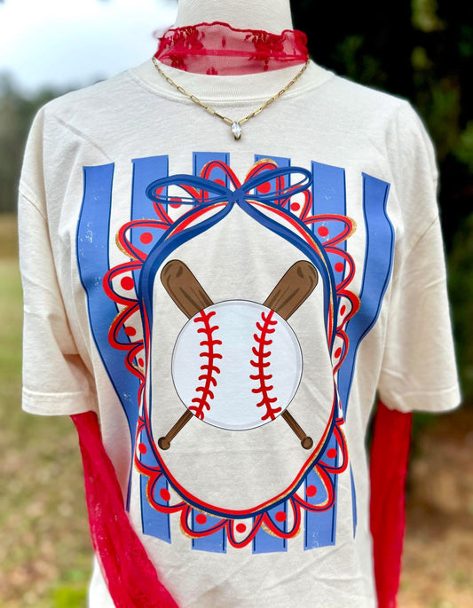 Baseball or softball trendy stripes T-shirt, or sweatshirt