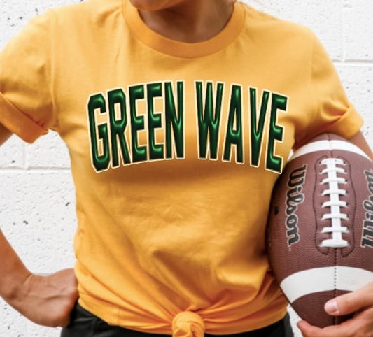 Faux 3-D puff print Green Wave T-shirt or Sweatshirt