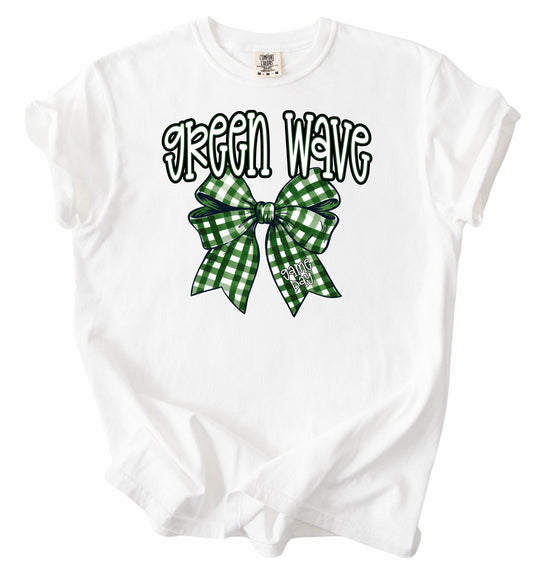 Green Wave  game day bow T-shirt, or sweatshirt