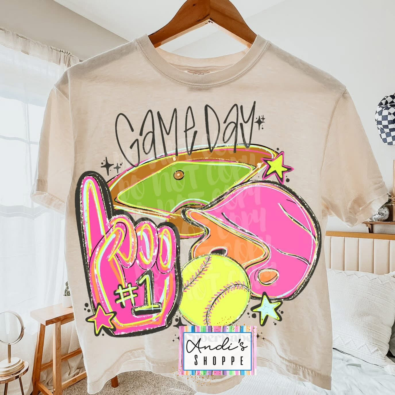 Neon softball, baseball or volleyball T-shirt or sweatshirt