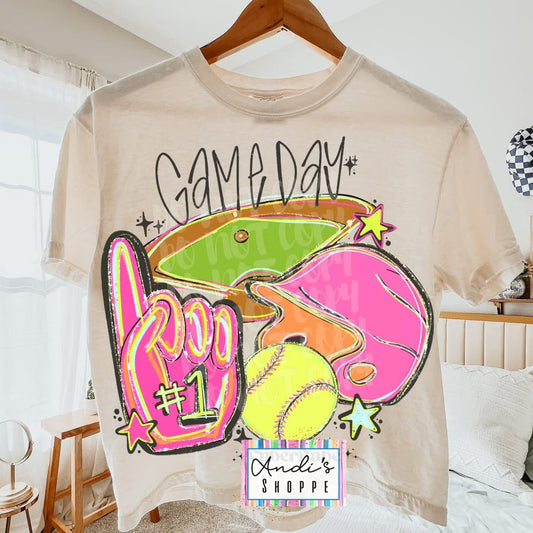 Neon softball, baseball or volleyball T-shirt or sweatshirt