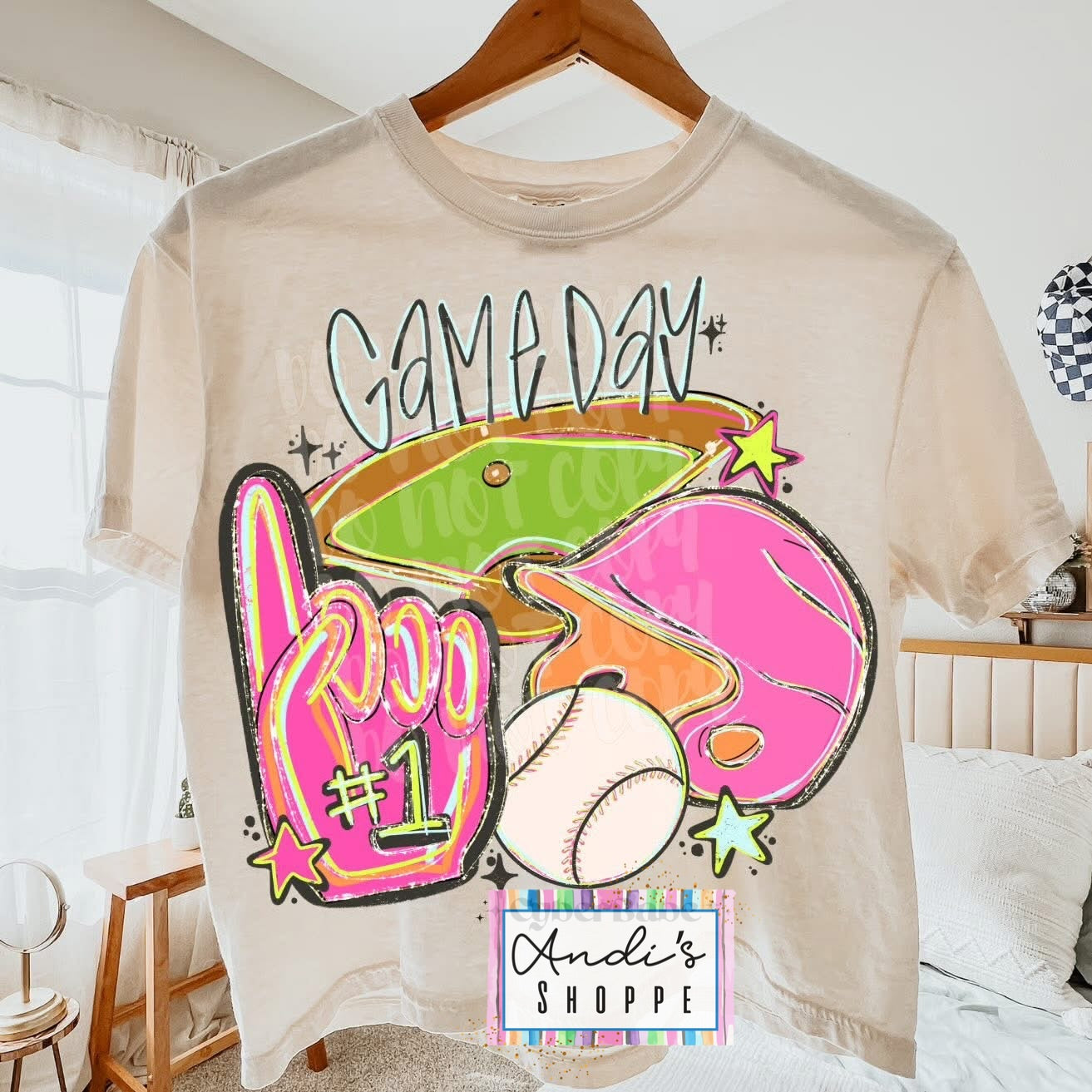 Neon softball, baseball or volleyball T-shirt or sweatshirt