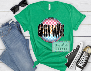 Green Wave Neon checker T-shirt or Sweatshirt