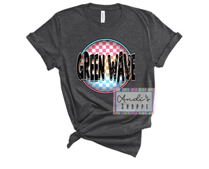 Green Wave Neon checker T-shirt or Sweatshirt