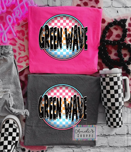 Green Wave Neon checker T-shirt or Sweatshirt