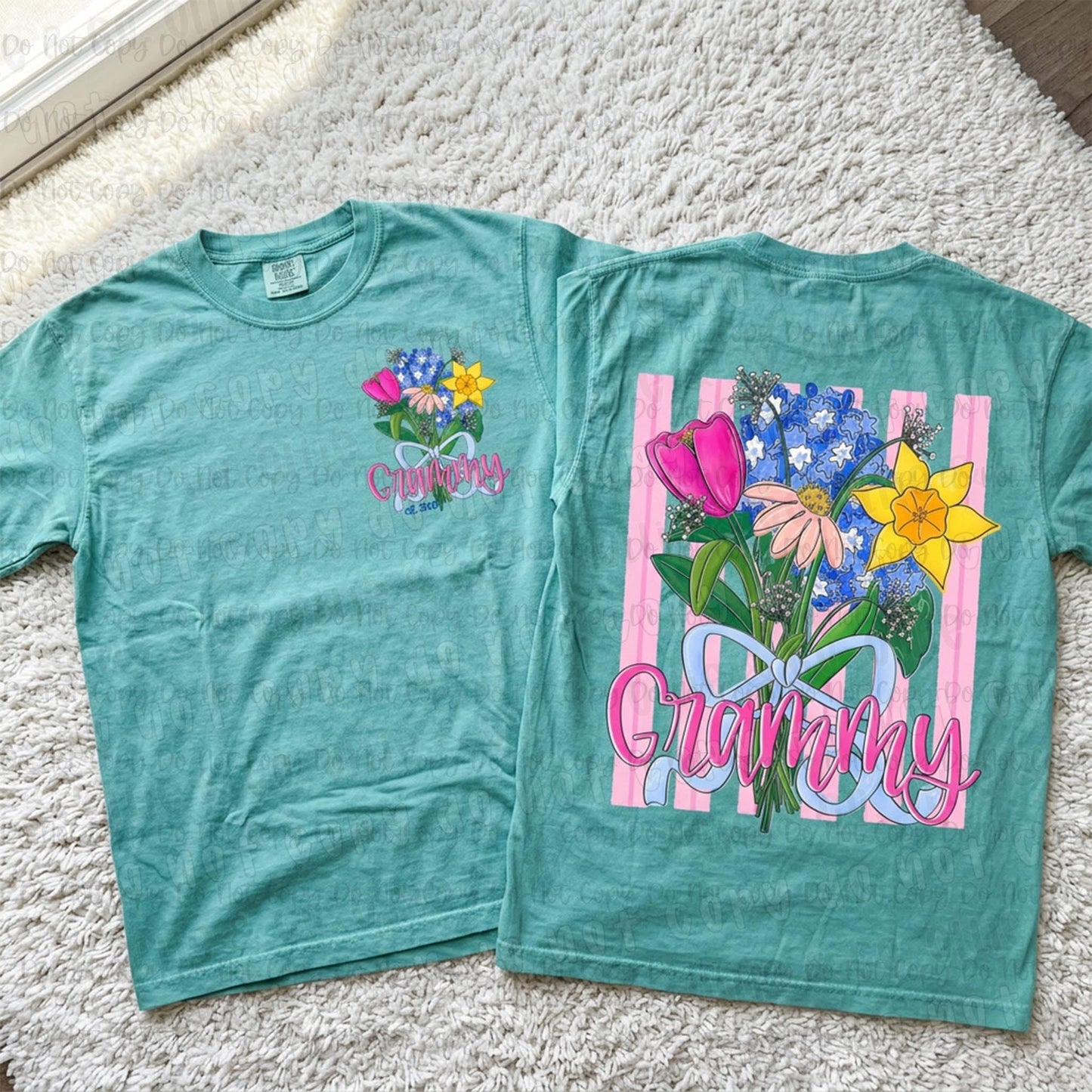 Mom, mama, Grammy custom bouquet T-shirt, or sweatshirt