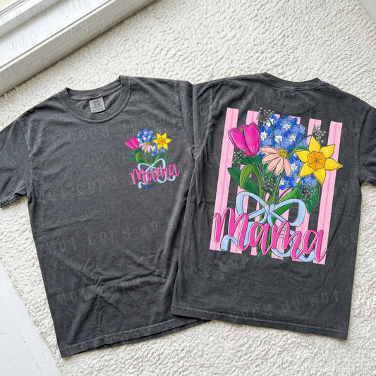 Mom, mama, Grammy custom bouquet T-shirt, or sweatshirt