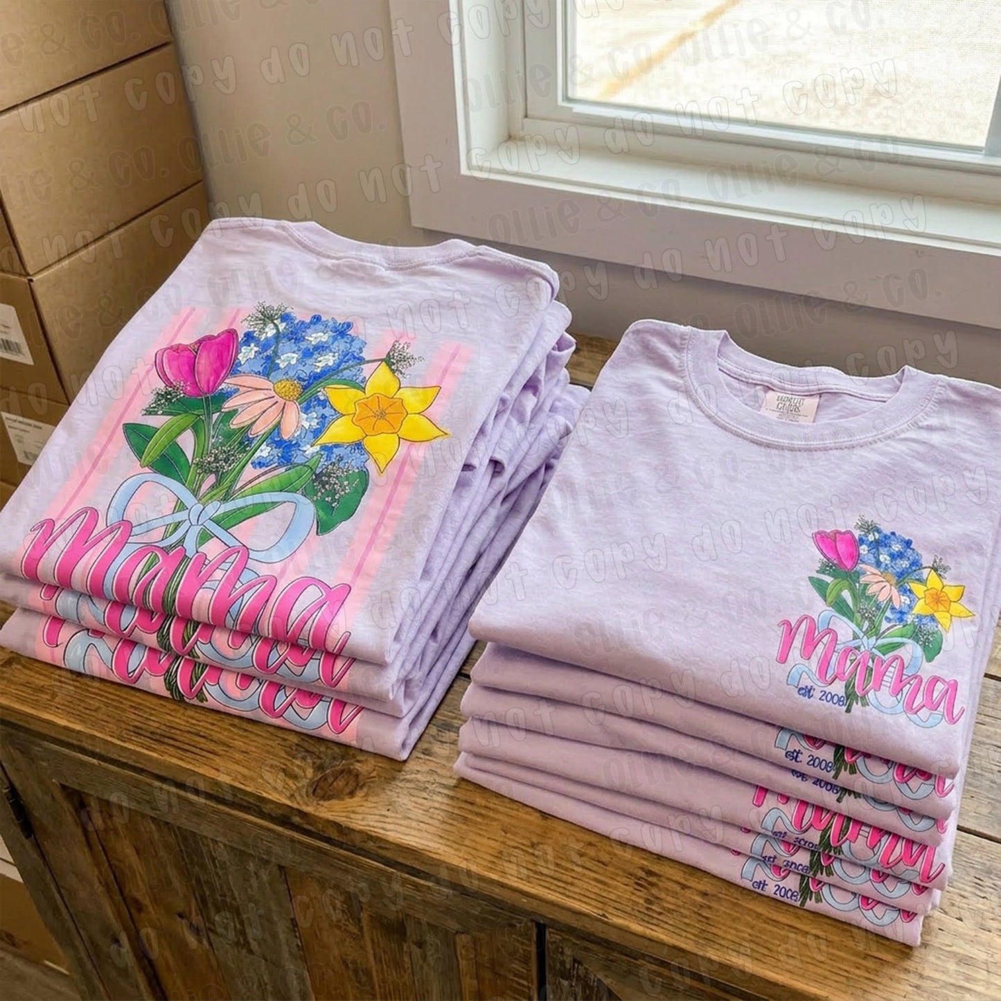 Mom, mama, Grammy custom bouquet T-shirt, or sweatshirt