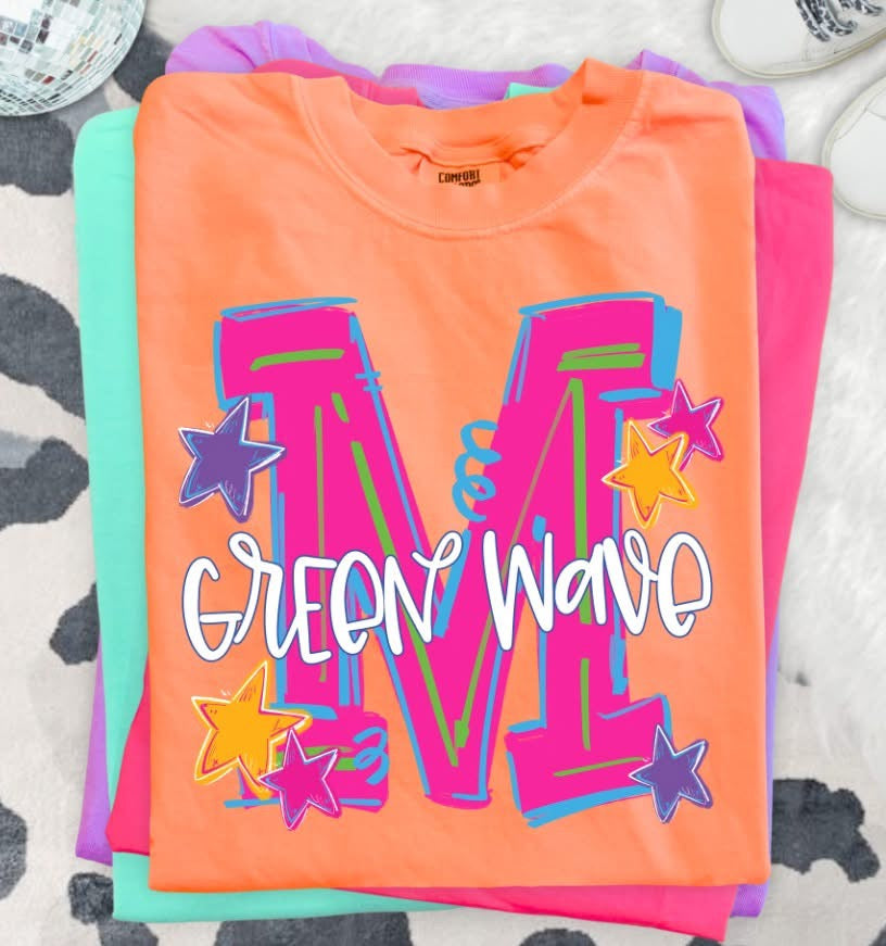 Neon M Green Wave T-shirt, Tank or sweatshirt