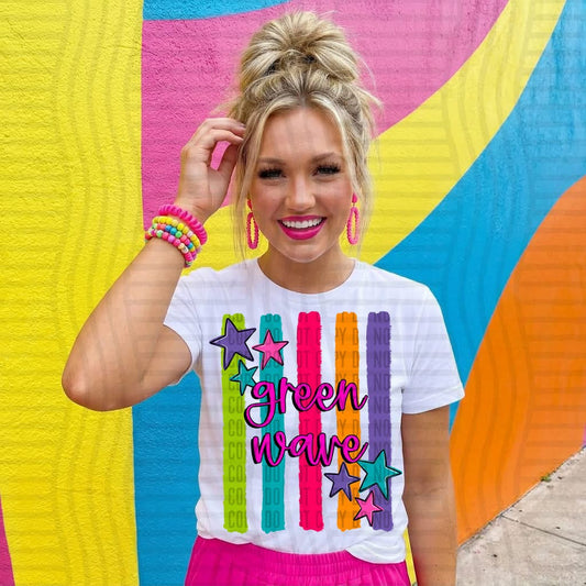Neon stripe Green wave T-shirt, or sweatshirt