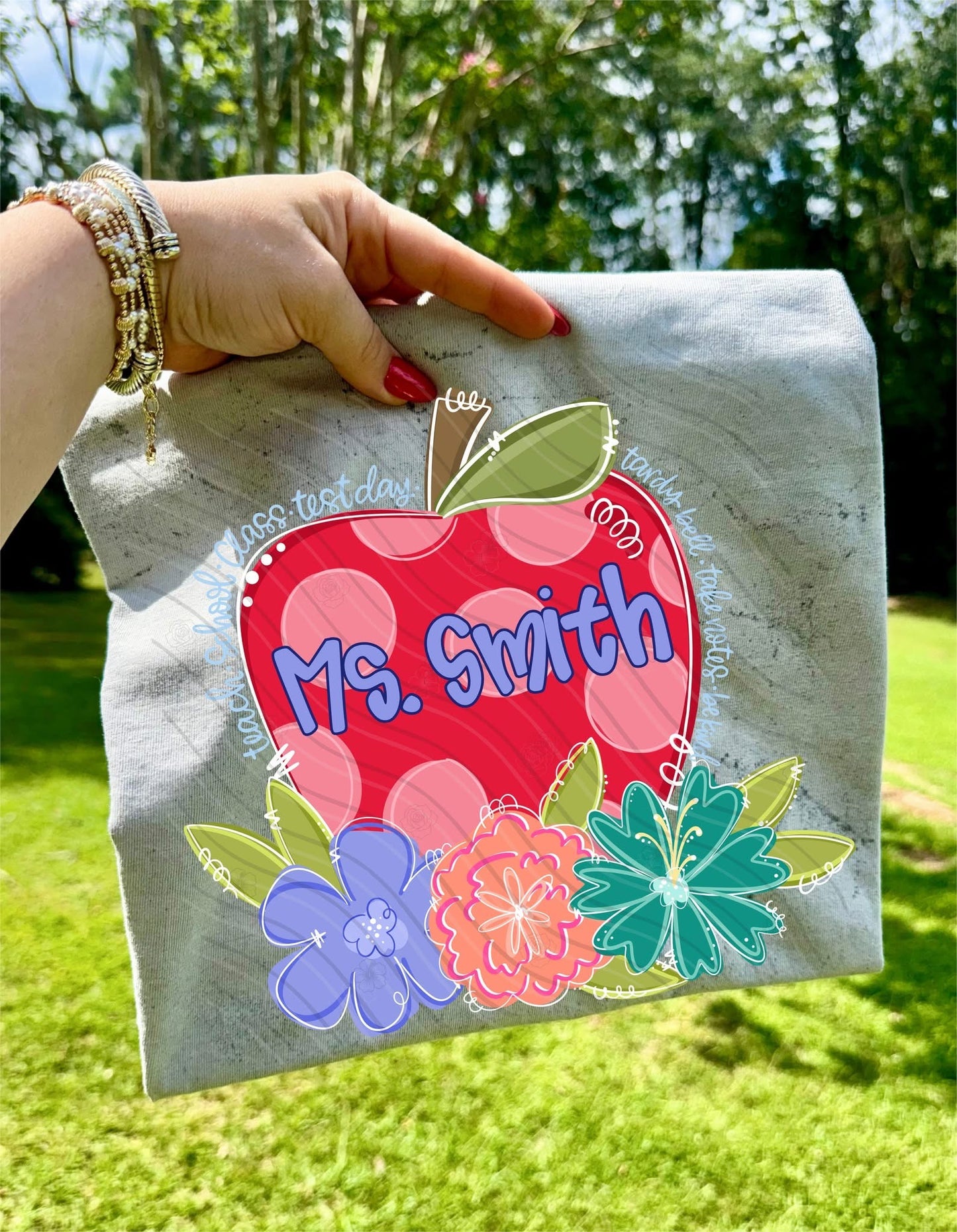 Floral apple personalized T-shirt, or sweatshirt