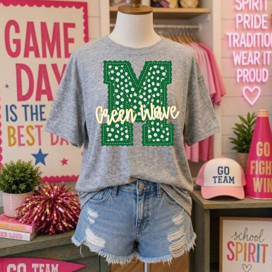 Green Wave dots crazy T-shirt or sweatshirt