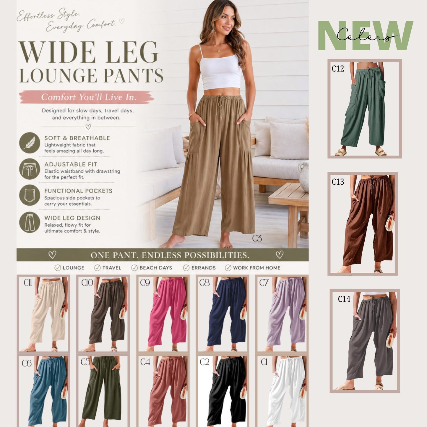 Wide leg lounge pants! Preorder!!!