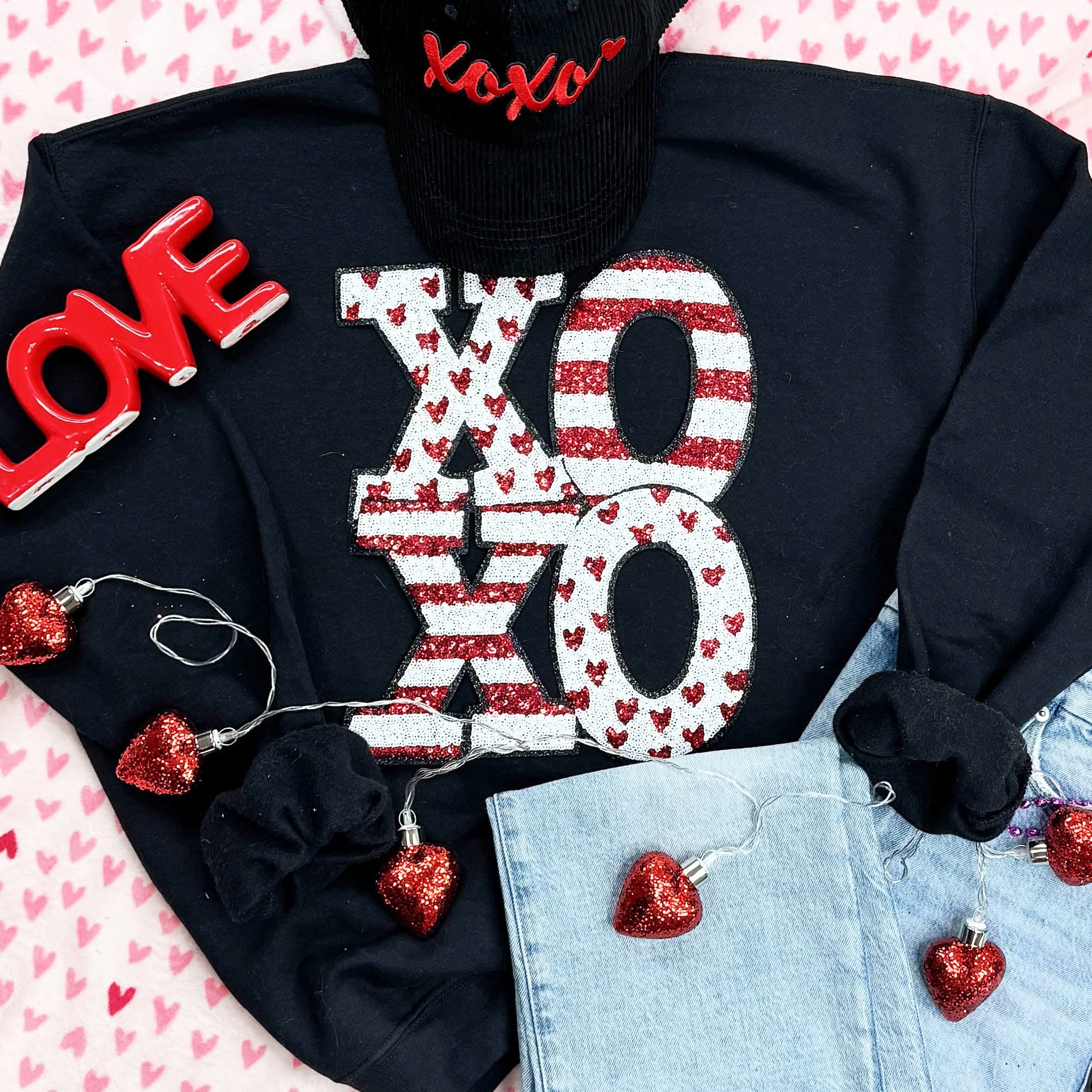 Real Sequin and/or chenille sweatshirt Valentine era!