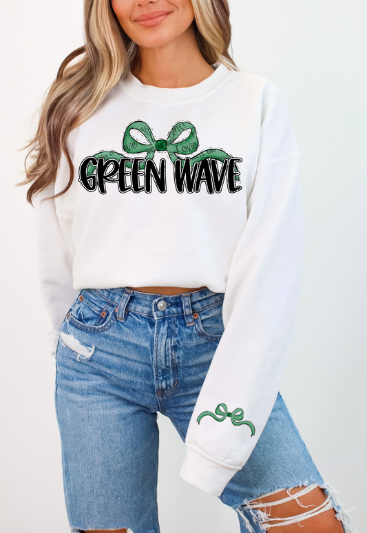 Green Wave bow with sleeve sweatshirt!