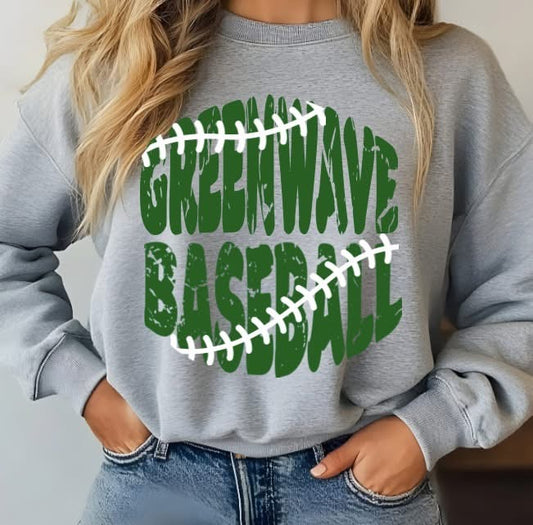 Green Wave baseball Tshirt, tank or sweatshirt!