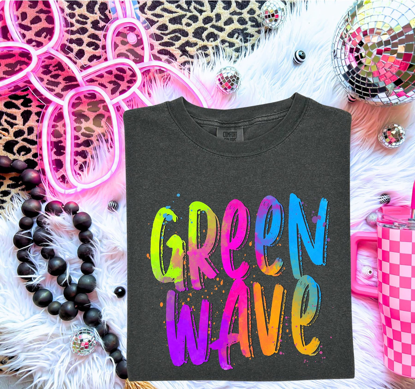 Green Wave neon splatter Tshirt, tank or sweatshirt!