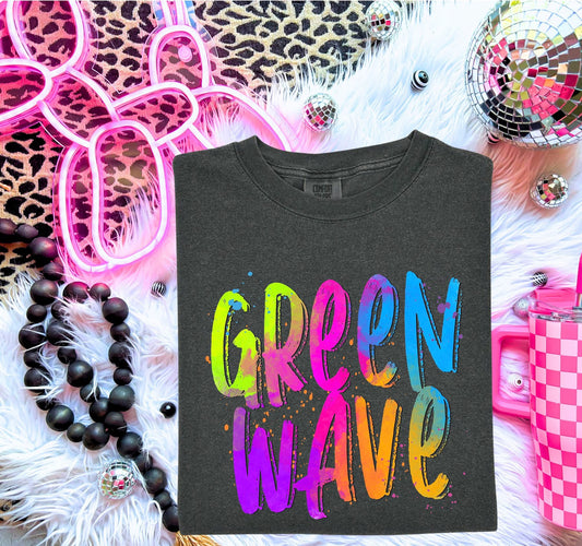 Green Wave neon splatter Tshirt, tank or sweatshirt!