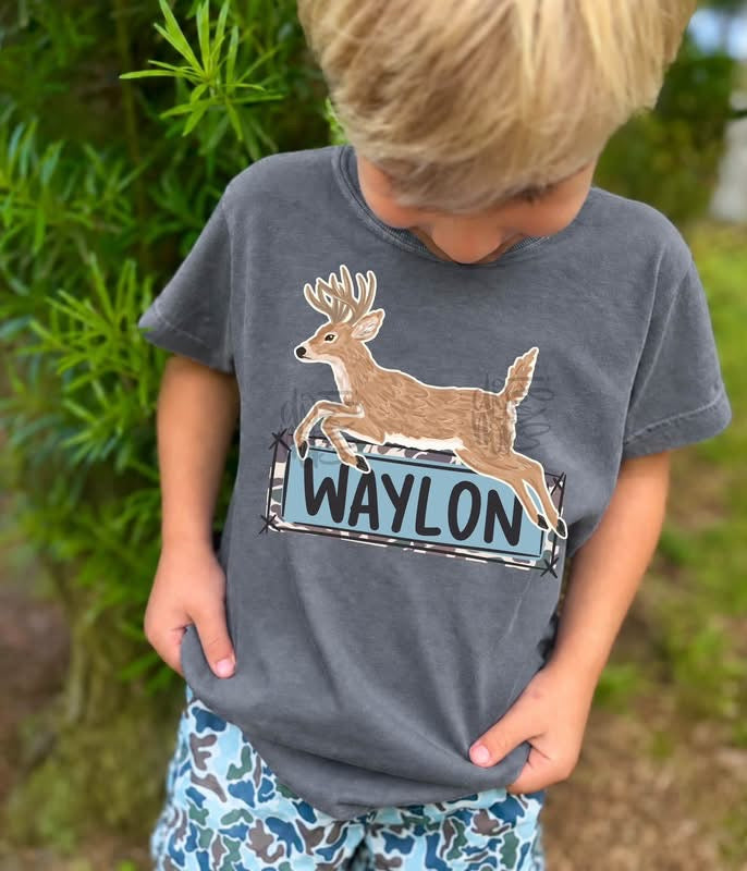 Deer name plates youth sizing T-shirt, or sweatshirt