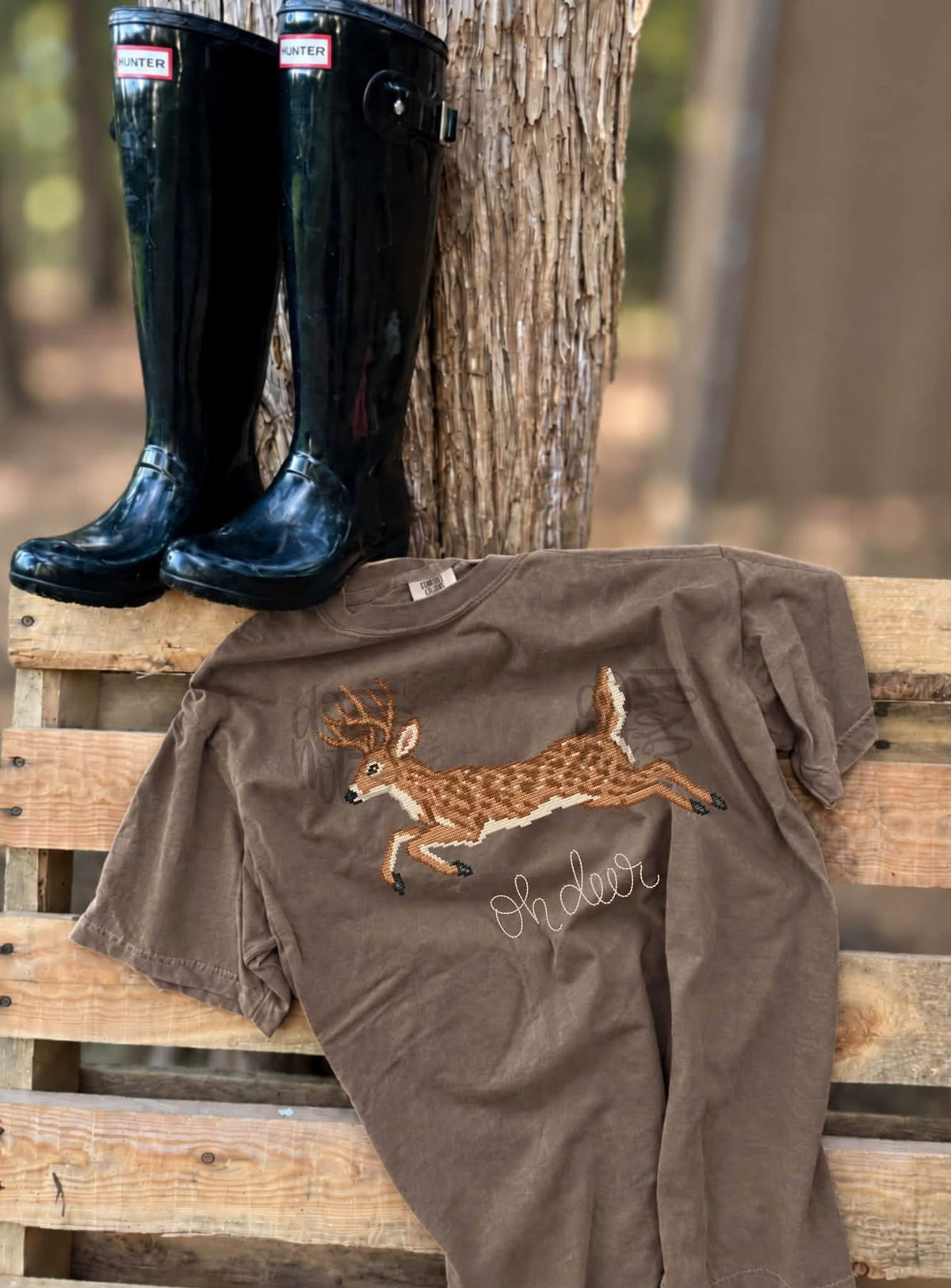 Oh Deer faux embroidery T-shirt, or sweatshirt