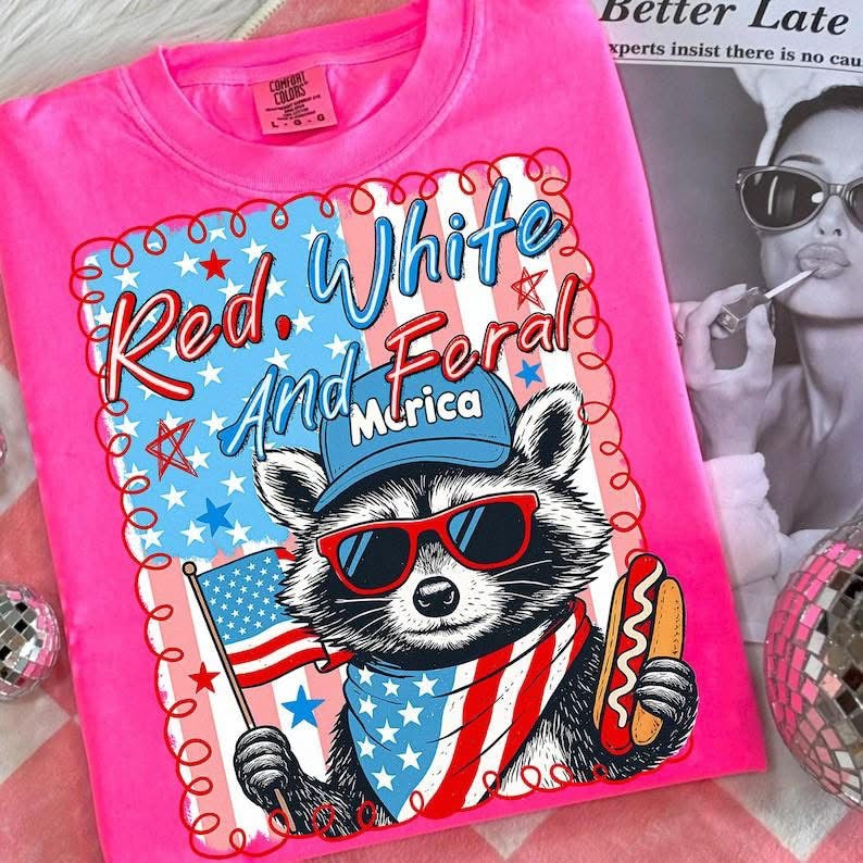 Red, white and feral Tee, Tank or sweatshirt