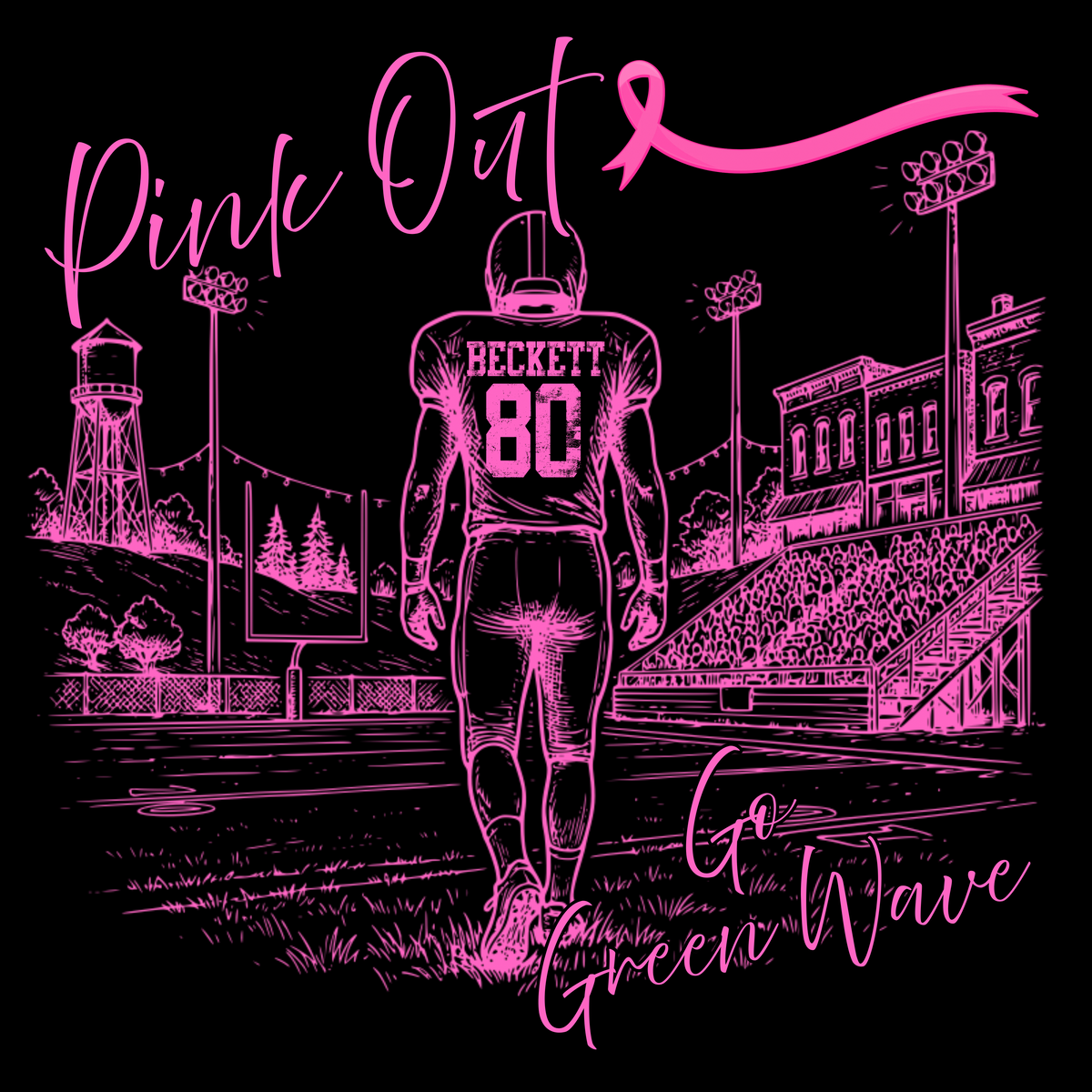 Pink out football customized T-shirt, or sweatshirt