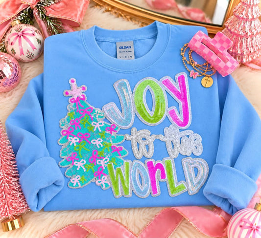 Joy to the world patch sweatshirt