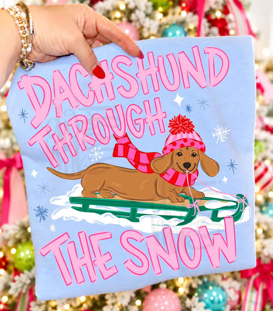 Dachshund thru the snow T-shirt, or sweatshirt