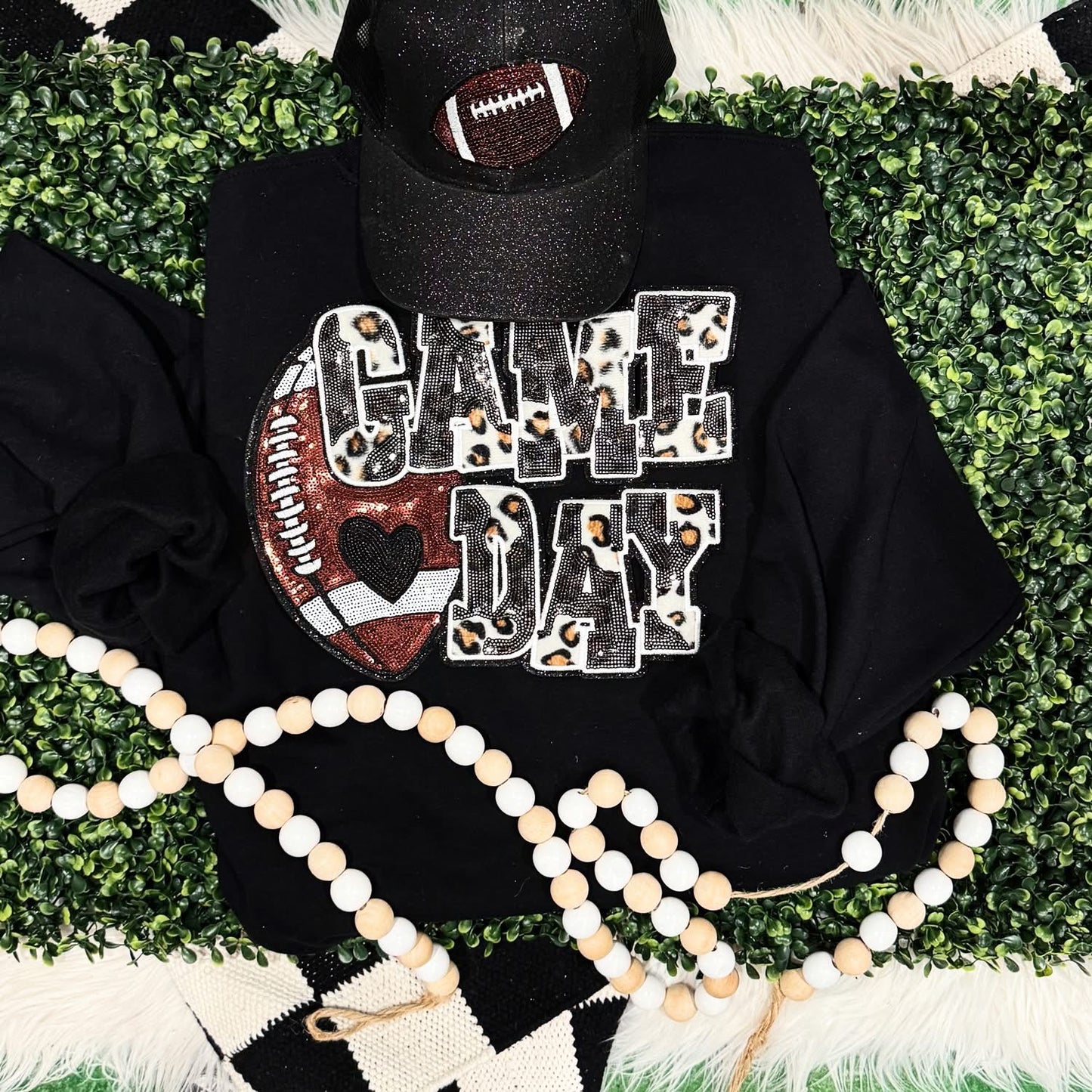 Game day Real Sequin patch sweatshirt