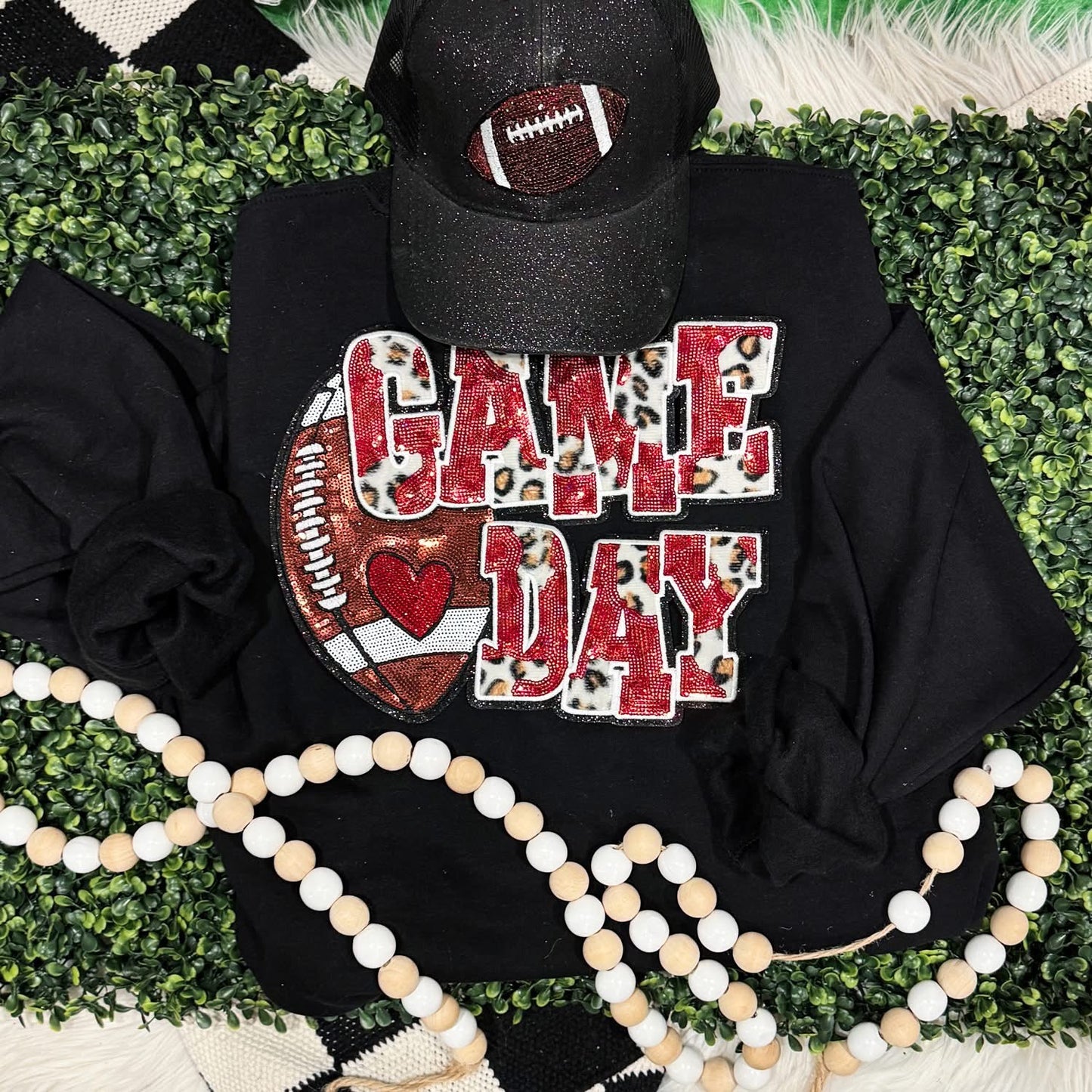 Game day Real Sequin patch sweatshirt