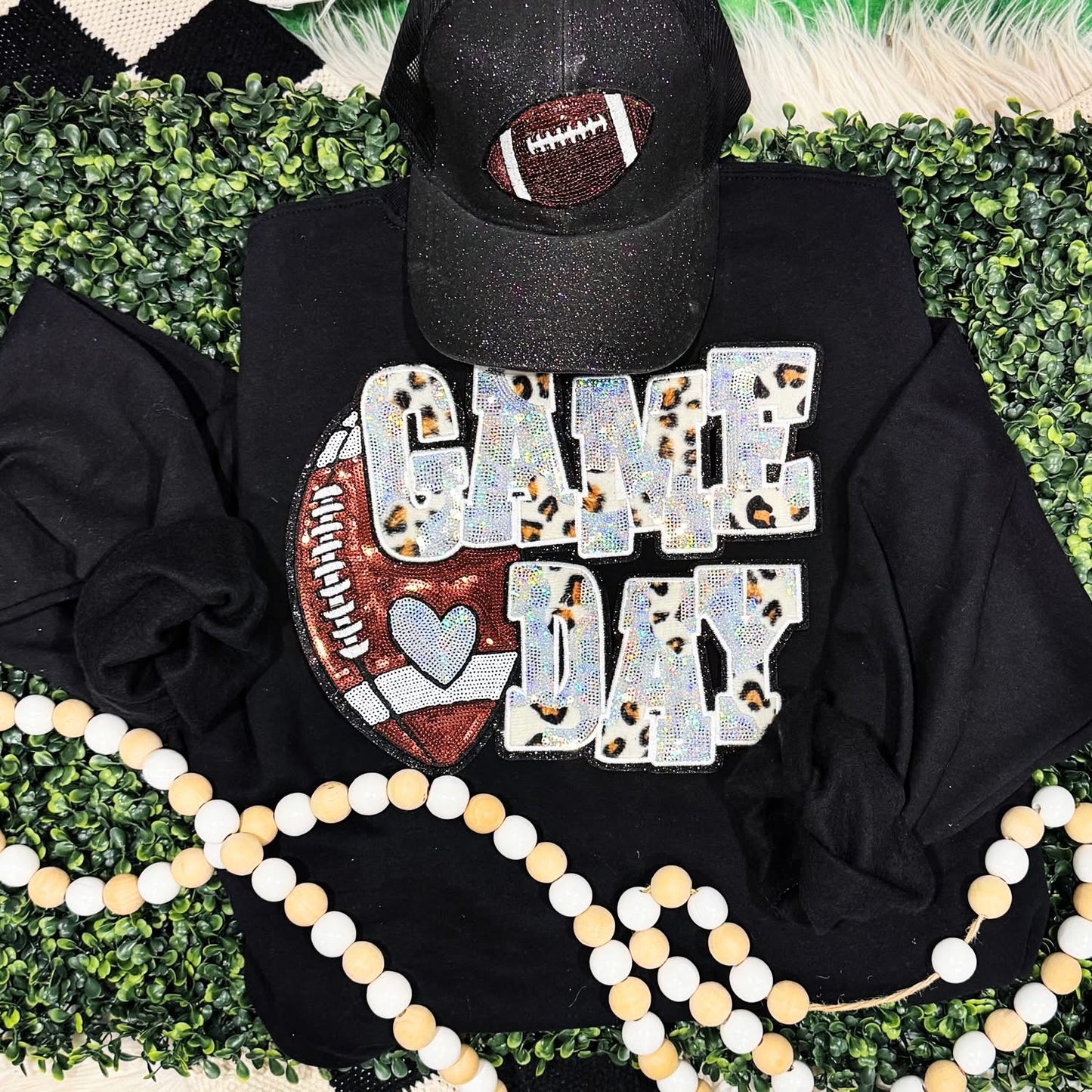Game day Real Sequin patch sweatshirt