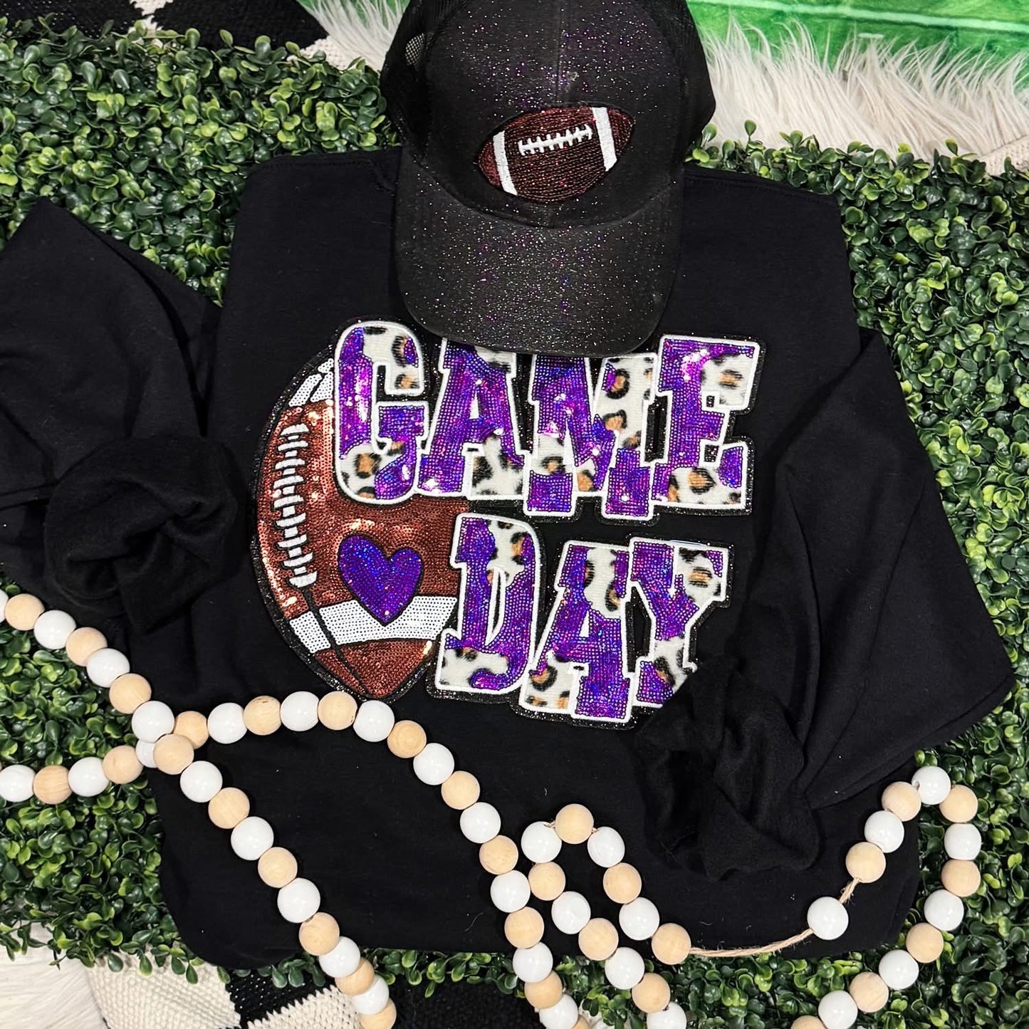 Game day Real Sequin patch sweatshirt